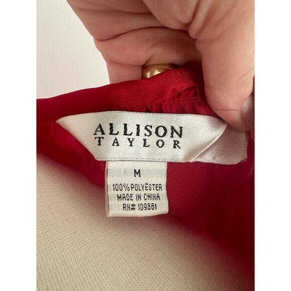 Vintage red Allison Taylor top with ruching, size medium - Picture 8 of 8